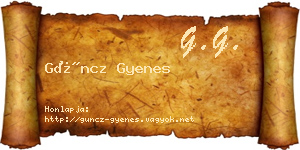 Güncz Gyenes névjegykártya